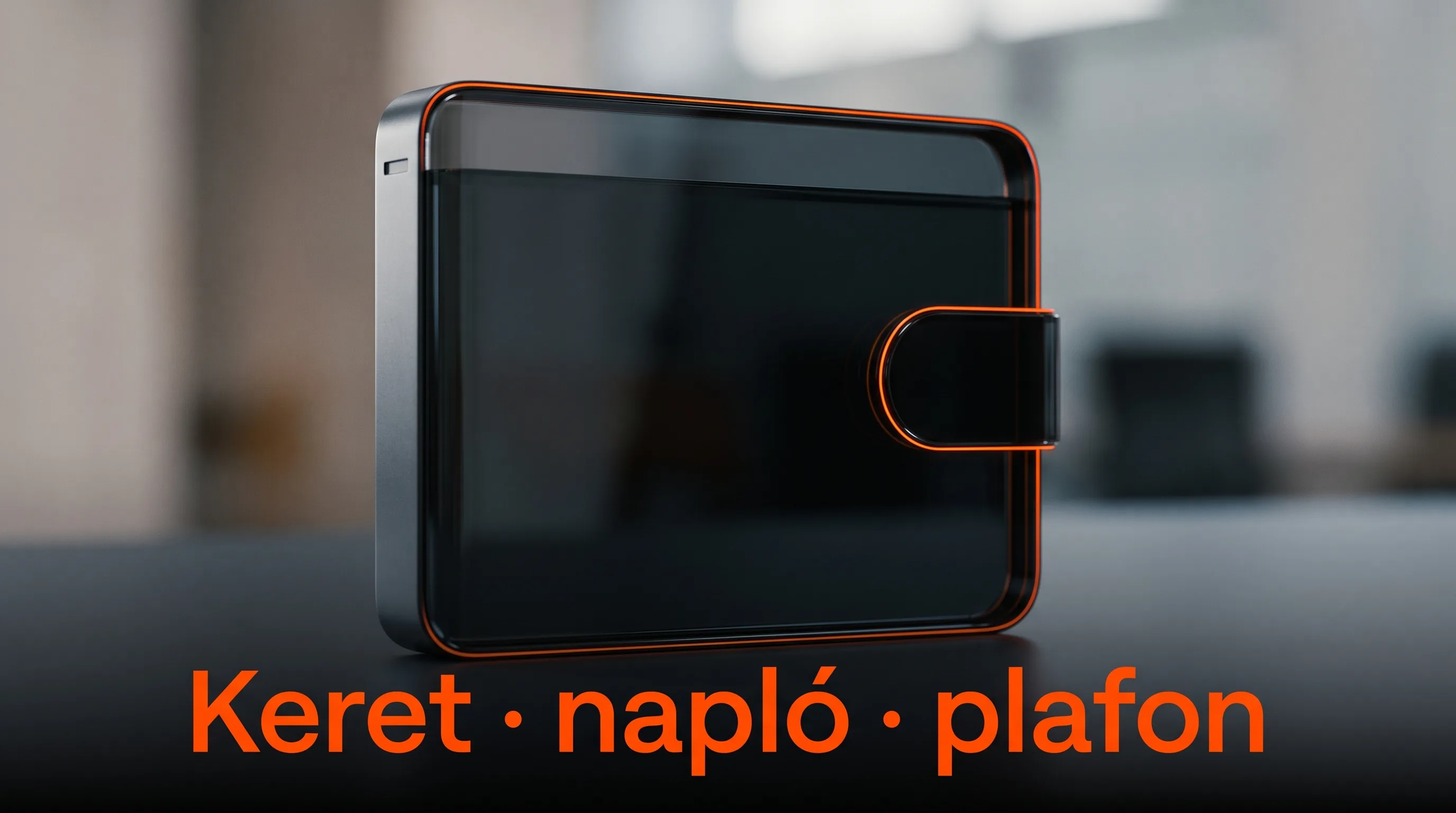Sötét digitális tárca narancs kerettel: keret, napló, plafon
