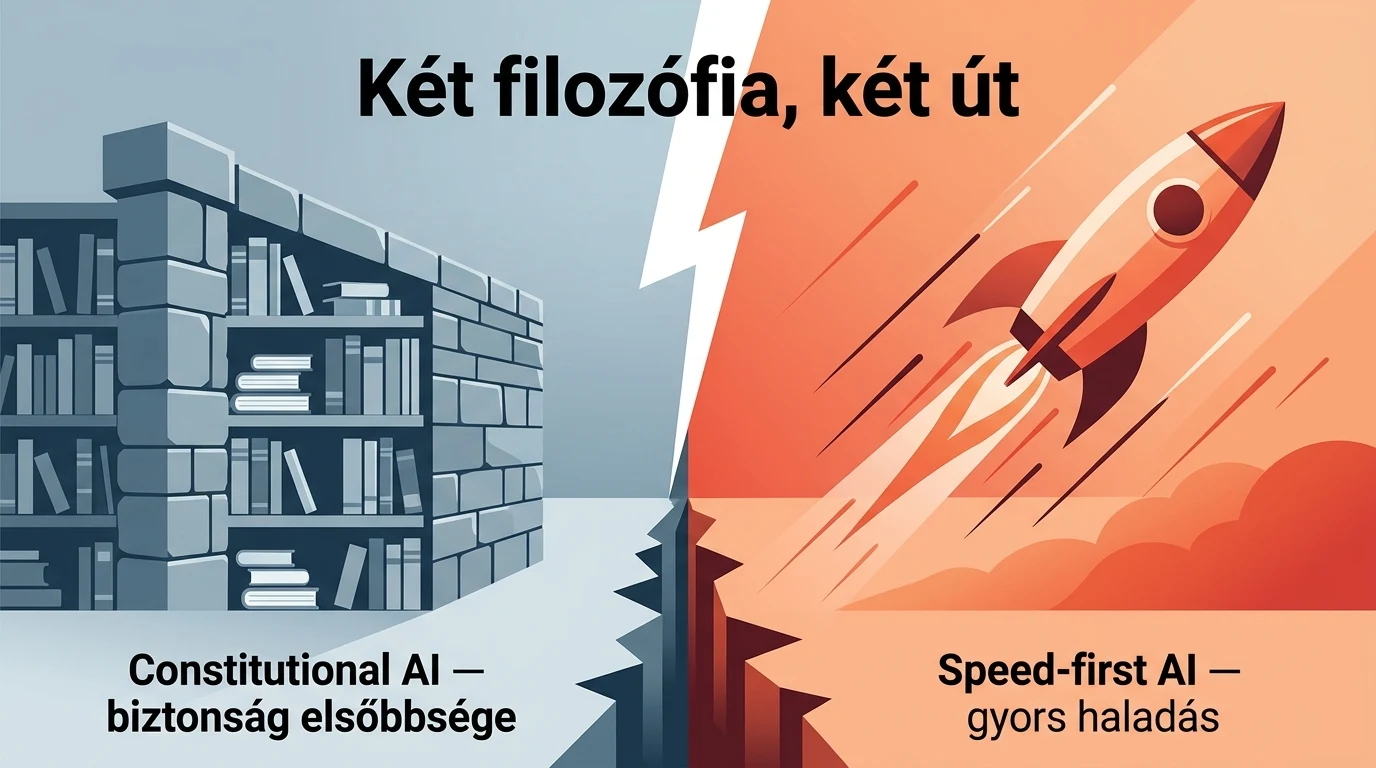 Anthropic Constitutional AI biztonság-első vs xAI speed-first gyors haladás filozófia szembenállás