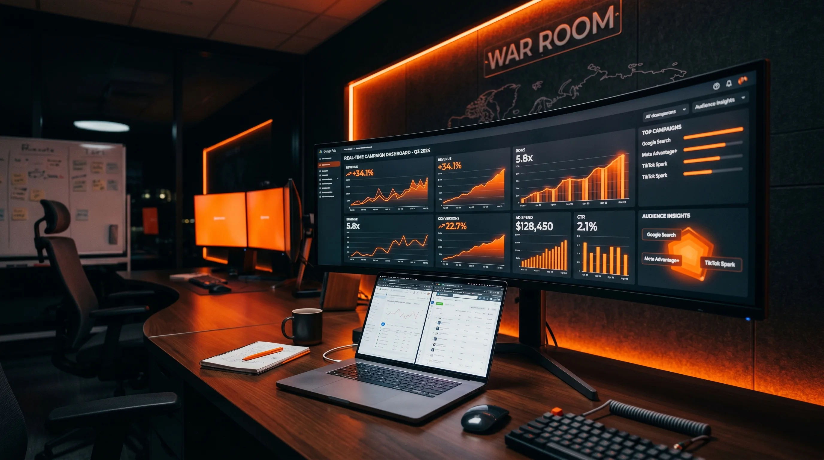 SocialPro marketing dashboard — valós idejű kampánykezelés ROAS és lead metrikákkal